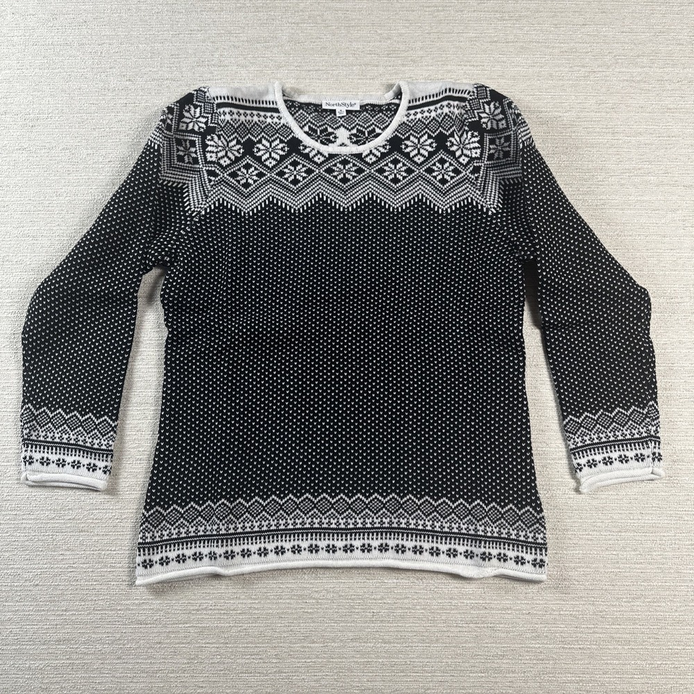 Fair Isle Nordic Cabin Cozy Christmas Sweater NorthStyle Medium New 100% Cotton